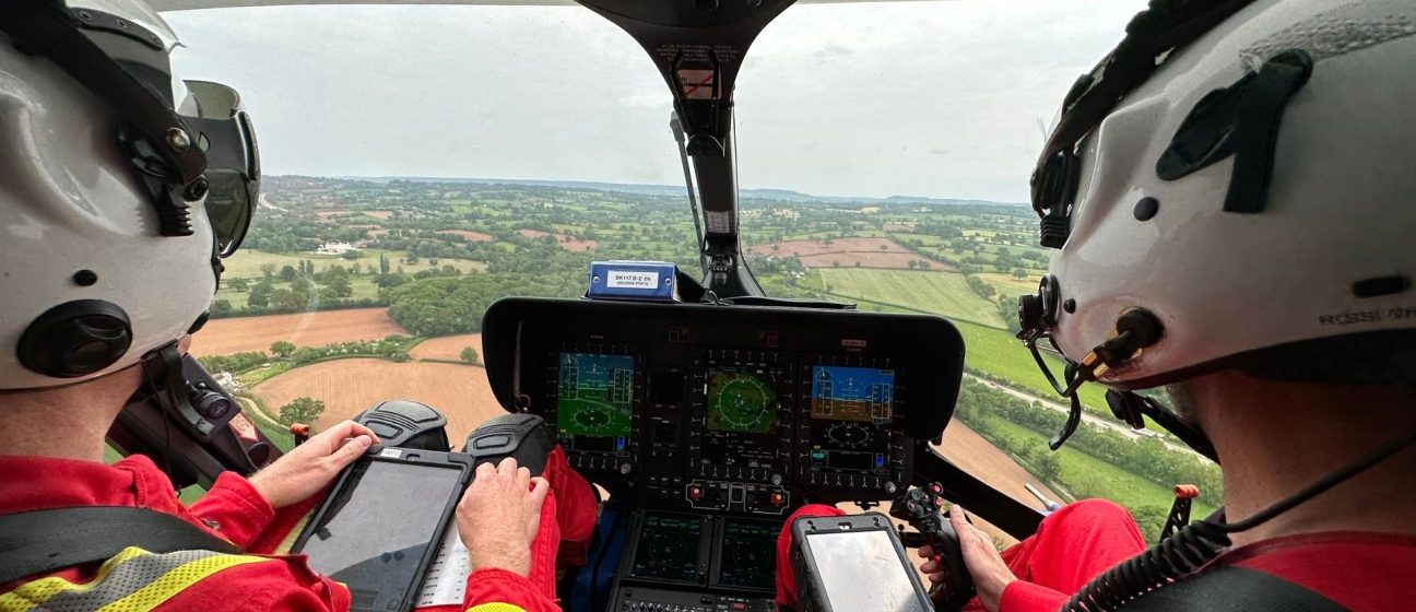 Crew in cockpit in flight