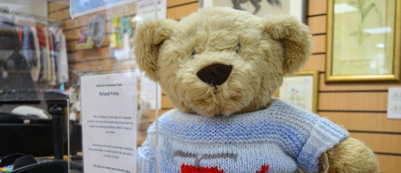 Ambrose bear soft toy at one of our high street charity shops