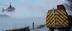 Our helicopter responding to an incident in the snow