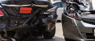 A damaged car following collision