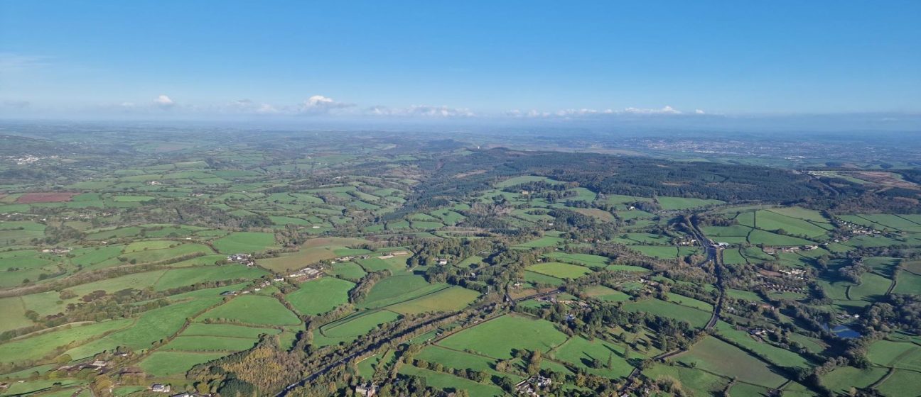 Aerial view of the Devon countryside