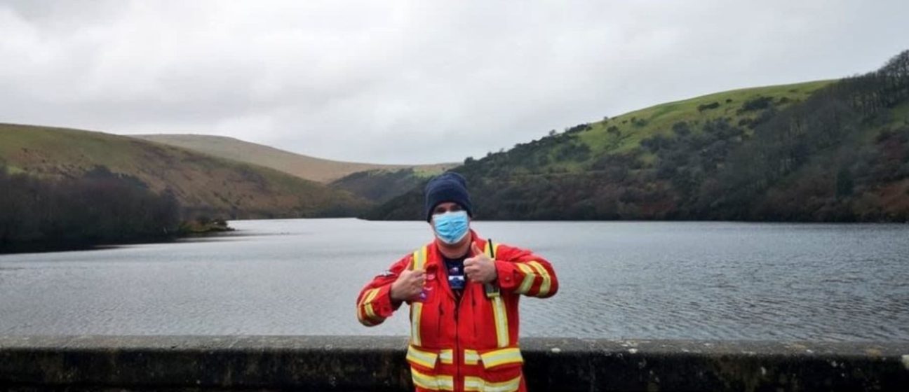 Crew member at a Devon reservoir