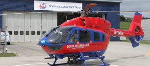 The H145 aircraft at the Exeter airbase