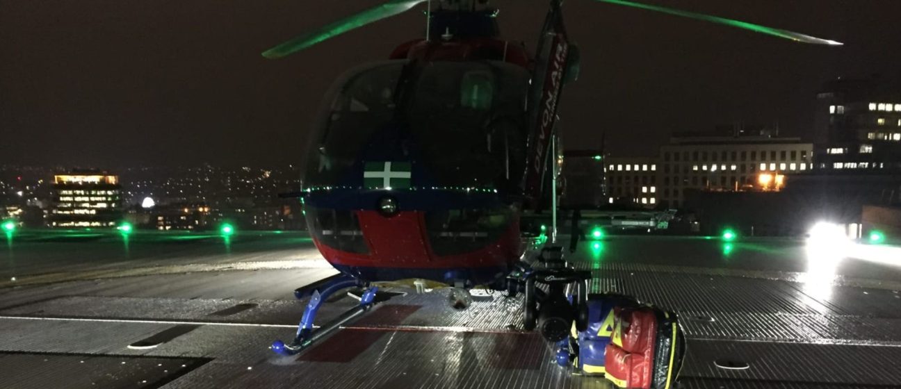 Hospital landing site at night