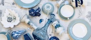 Vintage bric-a-brac in shades of blue