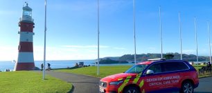 Plymouth lighthouse with DAA critical care car