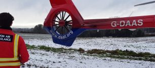 DAA aircraft in snow with paramedic