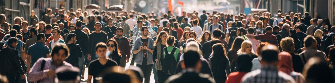 Crowd in town centre