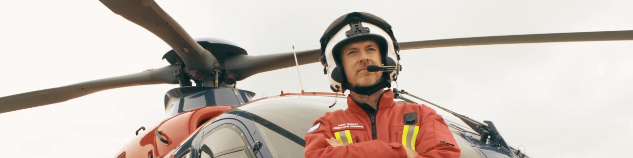 A crew member with the aircraft