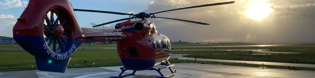 DAA aircraft against sunrise at Eaglescott airbase