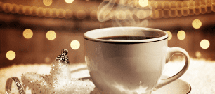 Coffee cup with festive background