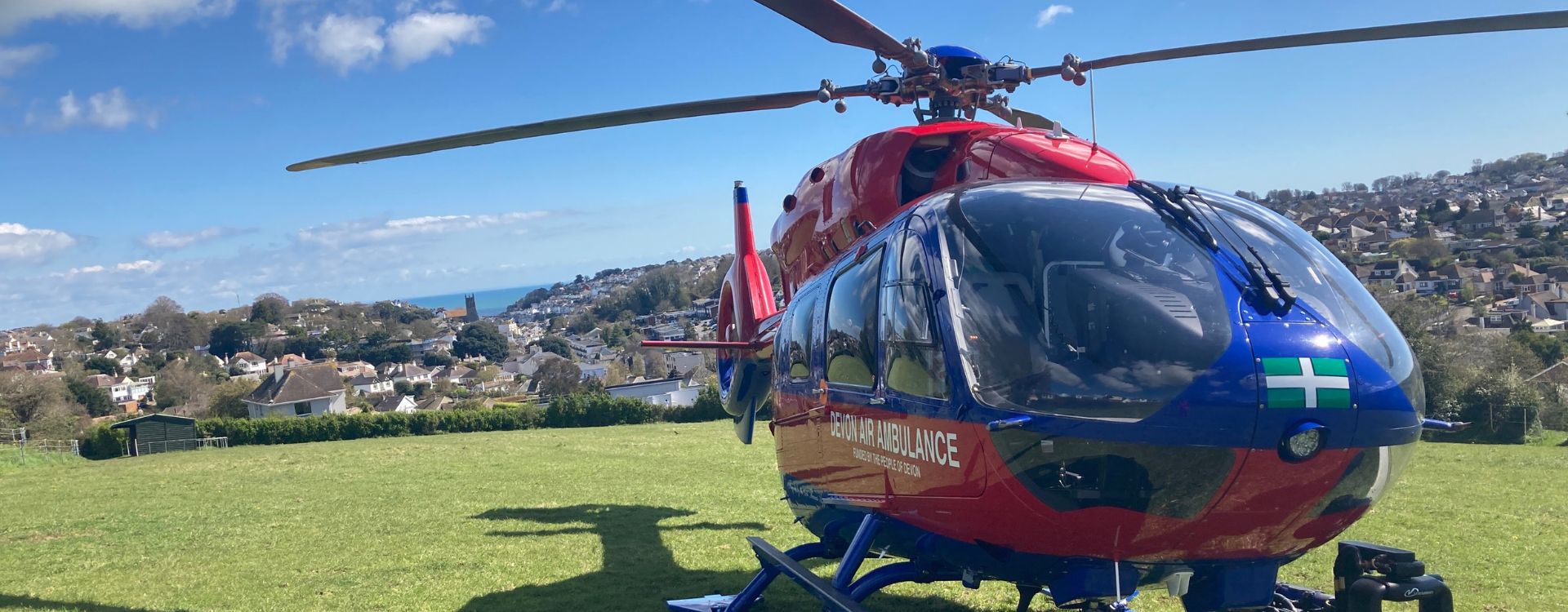 Devon Air Ambulance aircraft in a community setting