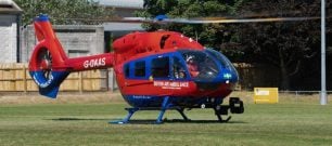 H145 aircraft at community landing site