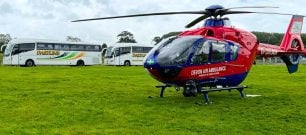 Devon Air Ambulance aircraft with Dartline coaches